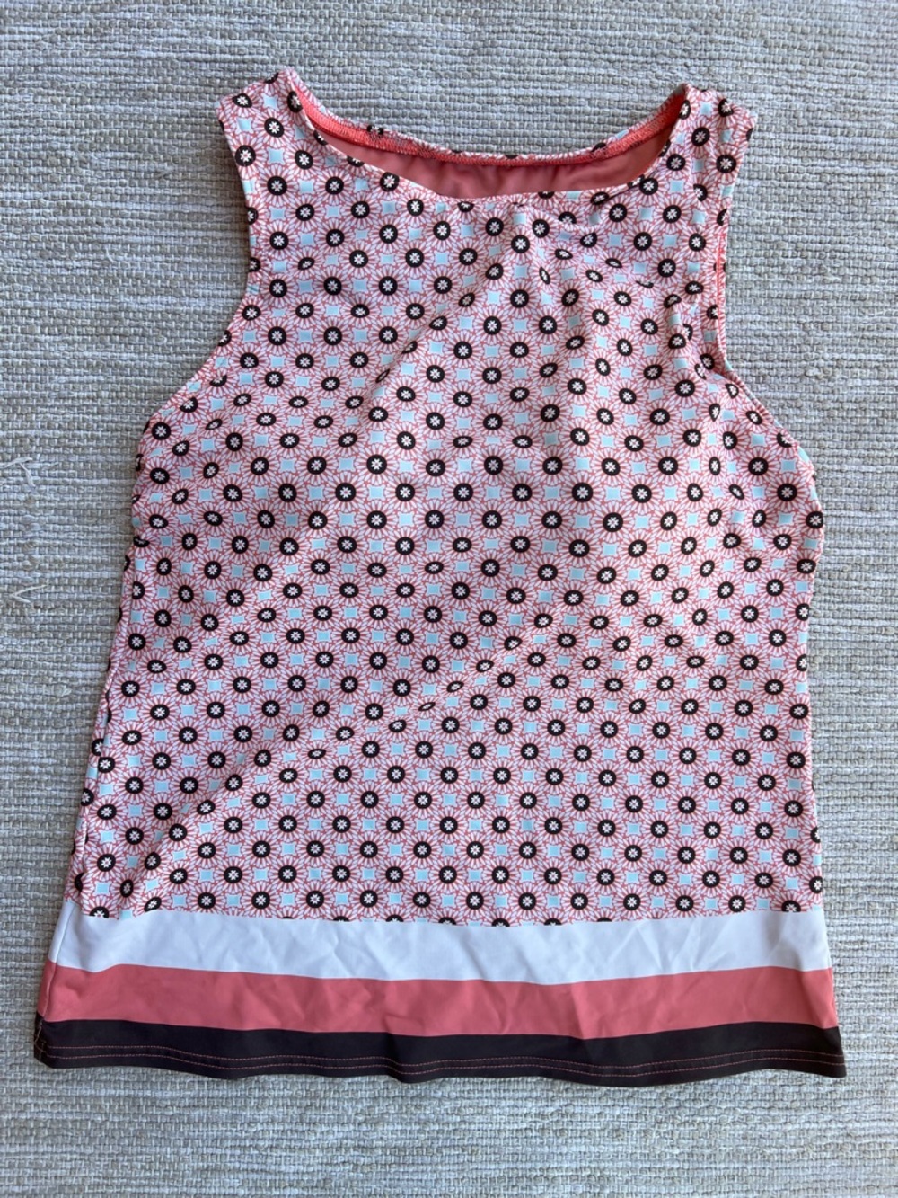 LANDS' END Tankini Spanish Moroccan Tile Print in Pink Light Blue  size 10